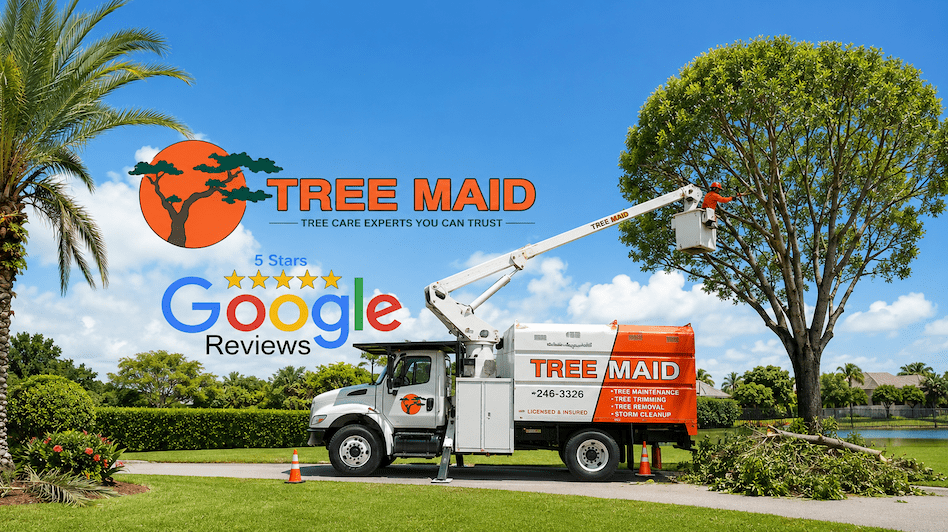 Tree Maid Tree Service 5 Star Google Review WEbsite Banner in Palm Beach County, FL